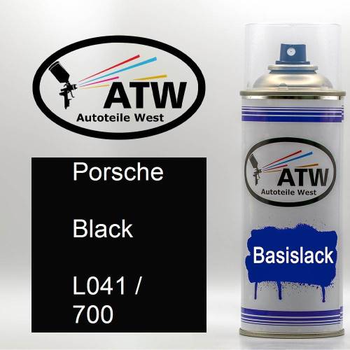 Porsche, Black, L041 / 700: 400ml Sprühdose, von ATW Autoteile West.